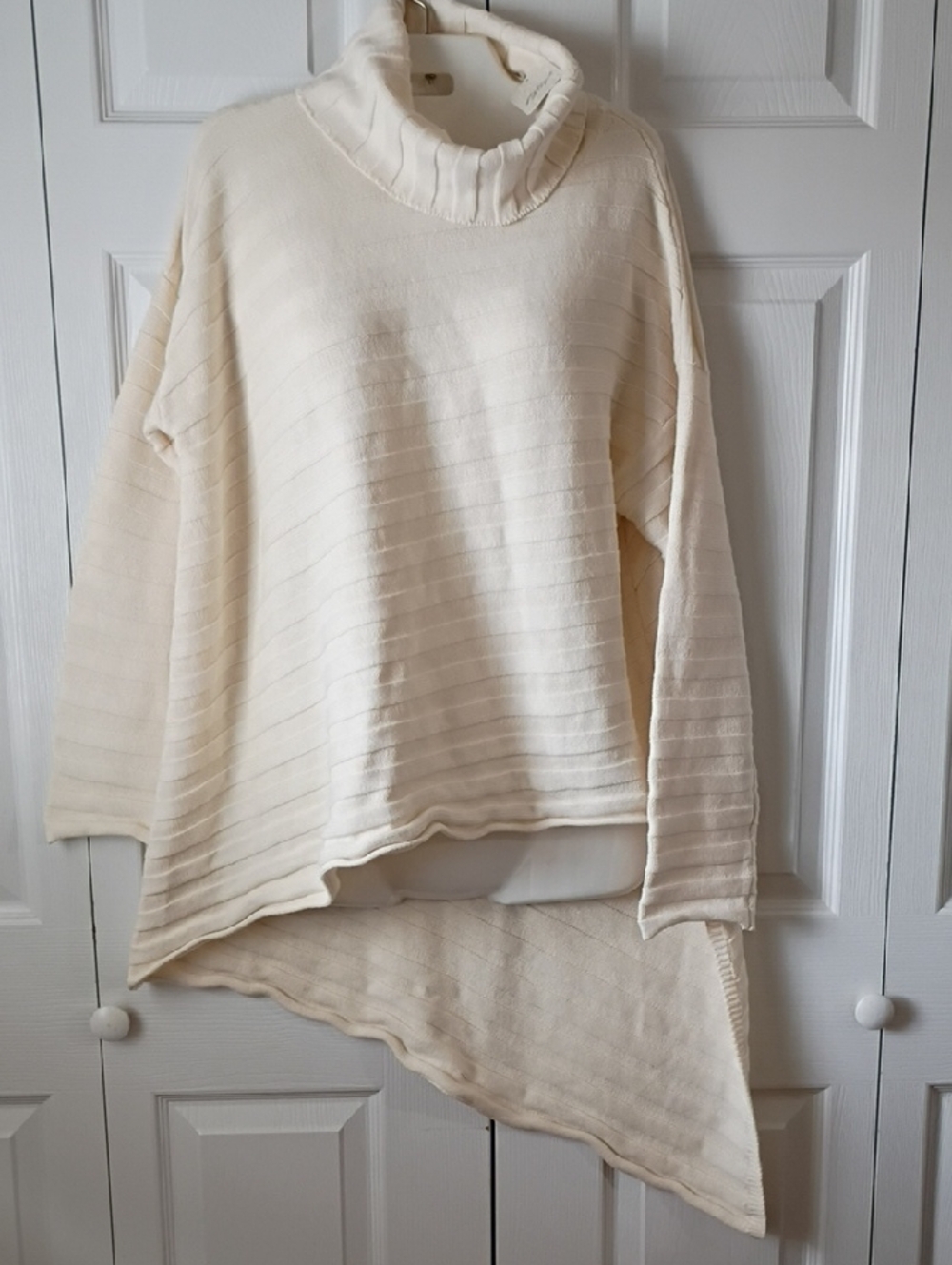 Free People Ivory Asymmetric Cowl Neck Sweater